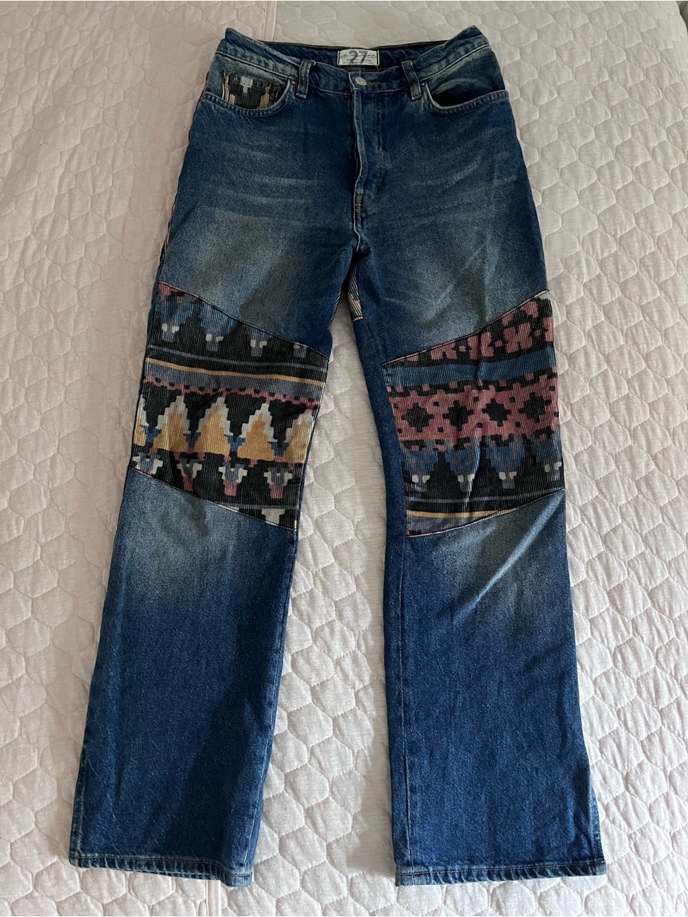 We The Free Patchwork Dark Wash Jeans